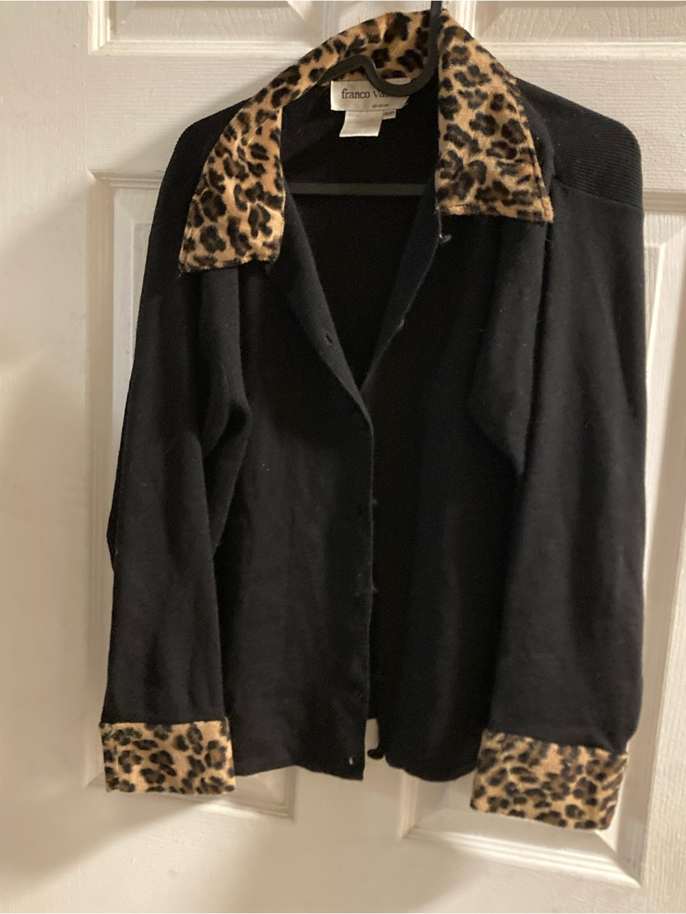 Franco Valeri Black Top with Leopard Accent